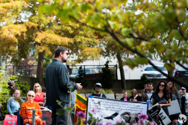 University of Washington Professor Samuel Wasser speaks at Seattle's Global March for Elephants and Rhinos