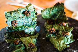 Crispy kale with black truffle and rye dust