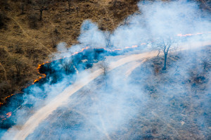 Bush fire outside one of the landing strips