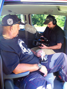 Thomas Moore and David Ridgen get ready to shoot in Franklin County, Mississippi in September 2006. (David Ridgen ©2006) Thomas Moore and David Ridgen get ready to shoot in Franklin County, Mississippi in September 2006. (David Ridgen ©2006)