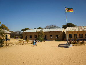 The Zimbabwean flag atop an assembly point in one of the primary schools. (Photo courtesy William Altoft.)